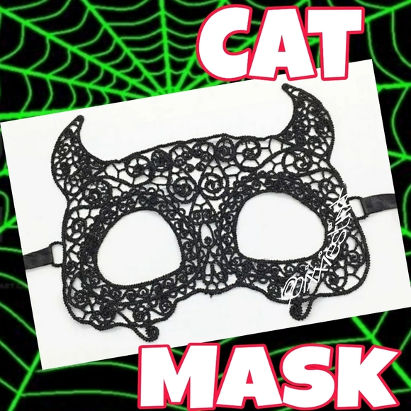 Lace Cat Mask Black Masquerade party NWT - Picture 1 of 6